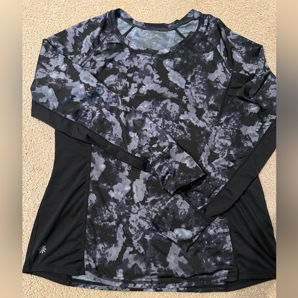 Athleta Black and Gray Long Sleeve Athletic Top